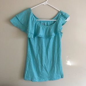Lilly Pulitzer blue one shoulder ruffle top